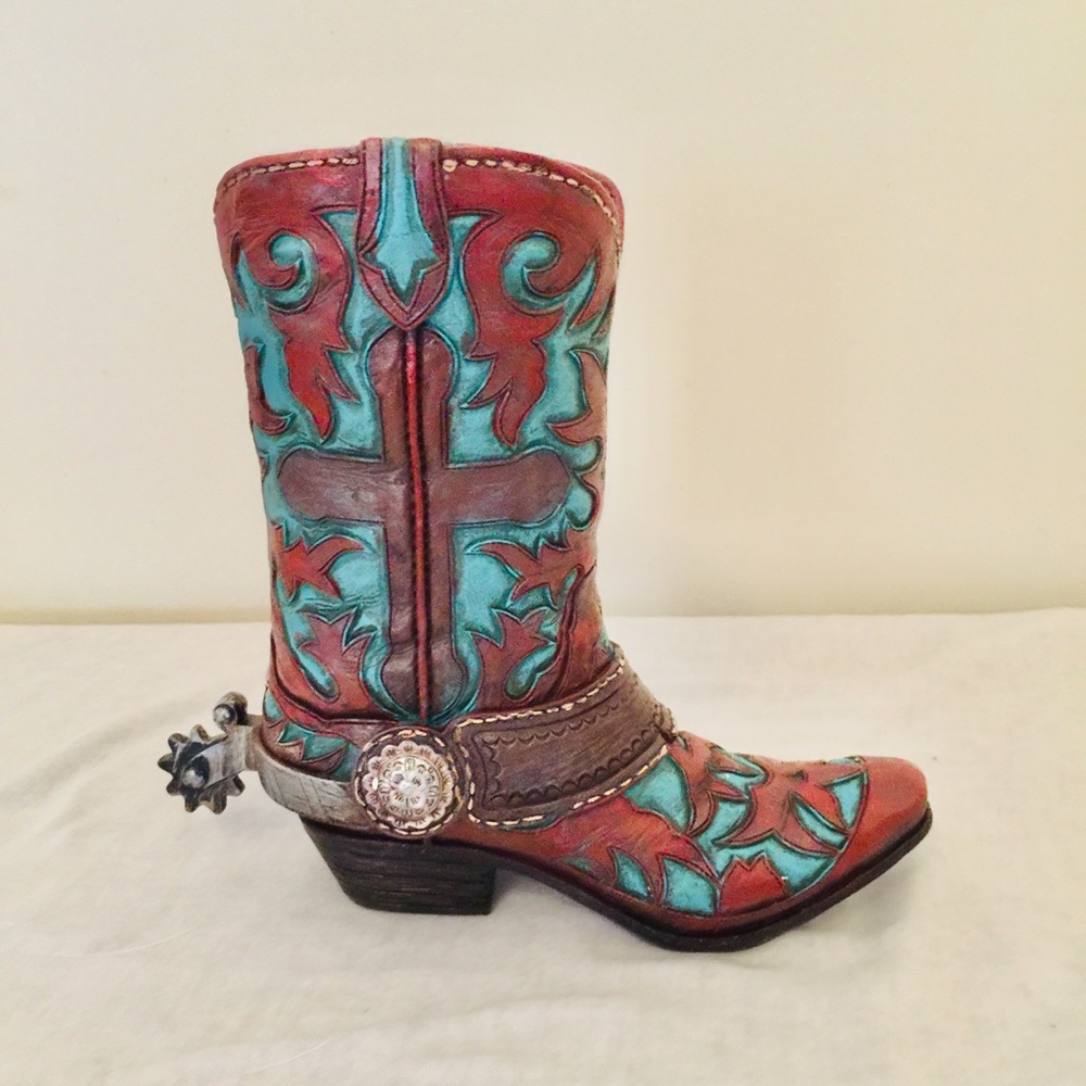 Cowboy boot vase western decor